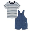 Baby Boys Chambray Shortalls and Striped Short Sleeve T-shirt Set 2 piece
