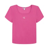Big Girls Square-Neck Embroidered-Logo Ribbed Baby T-Shirt