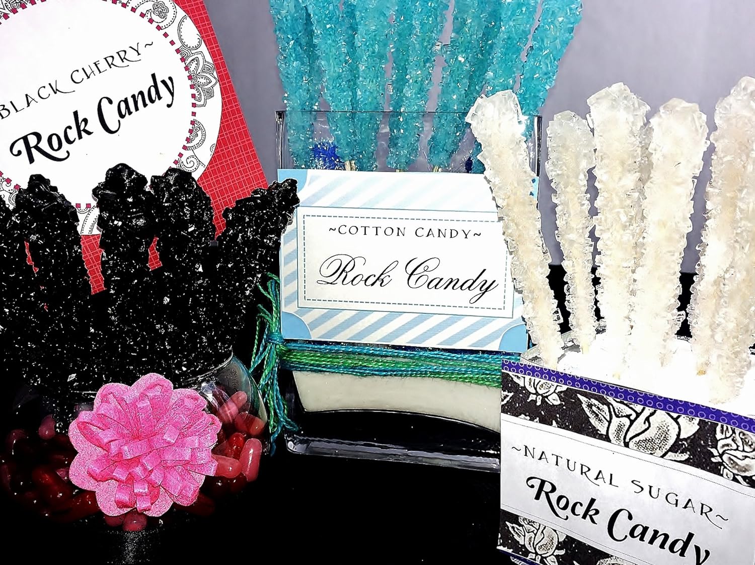  Candy Buffet Store Large White Rock Candy - 12 Pack Sugar Flavored - How To Build a Candy Buffet Table Guide Included