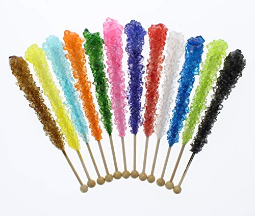 Candy Buffet Store 24 Pack Assorted Rock Candy Crystal Sticks, 11 Flavors - FREE GUIDE: How to Build a Candy Buffet Table Included with each purchase