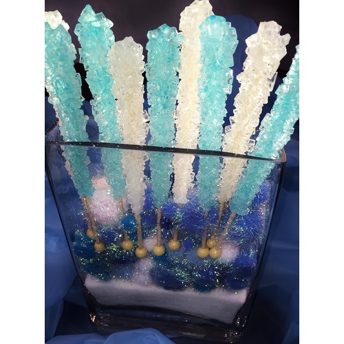 Candy Buffet Store - Rock Candy On a Stick, Light Blue (Cotton Candy Flavored, 36 Count). Great for Frozen movie and Elsa Parties