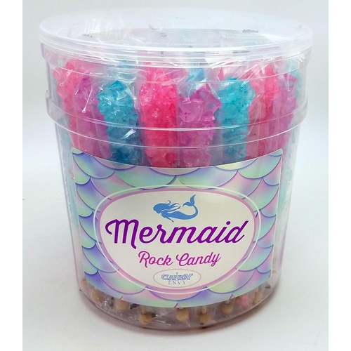  Candy Envy Mermaid Rock Candy Sticks - 36 Individually Wrapped Rock Candy on a Stick - Includes How to Build a Candy Buffet Table Guide