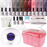 Gel Nail Polish Kit with 36W Lamp - Candy Lover 10ml Jelly Crystal Colors with Base Top Coat Matte UV/LED Nail Gel Polish Set, Winter Spring Nail Art Accessories Free Storage Box S