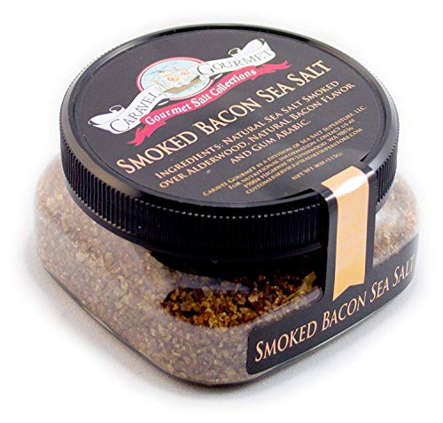 Caravel Gourmet Smoked Bacon Fine Sea Salt - All-Natural Bacon Sea Salt Slowly Smoked for Perfect Smoky Flavor - No Gluten, No MSG, Non-GMO - Cooking or Finishing Salt - 4 oz. Stackable Jar