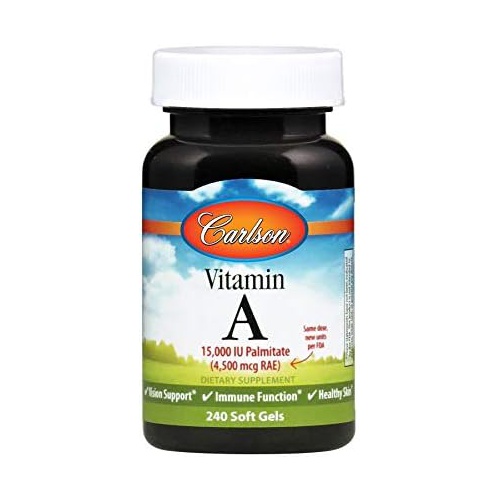  Carlson - Vitamin A, 15000 IU Palmitate (4500 mcg RAE), Vision Health & Healthy Skin, Immune Function, 240 Softgels