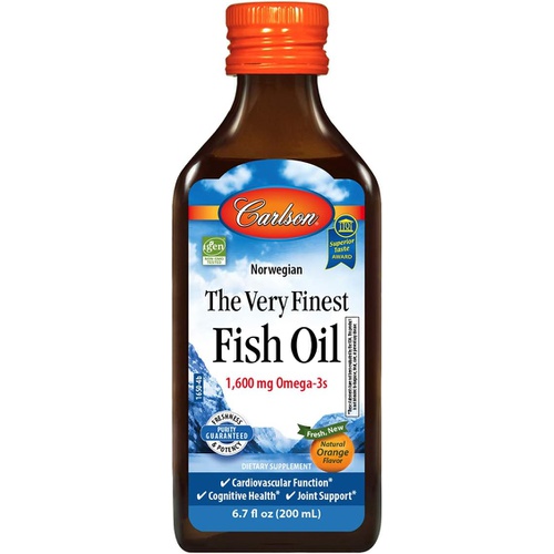  Carlson - The Very Finest Fish Oil, 1600 mg Omega-3s, Liquid Fish Oil Supplement, Norwegian Fish Oil, Wild-Caught, Sustainably Sourced Fish Oil Liquid, Orange, 6.7 Fl Oz