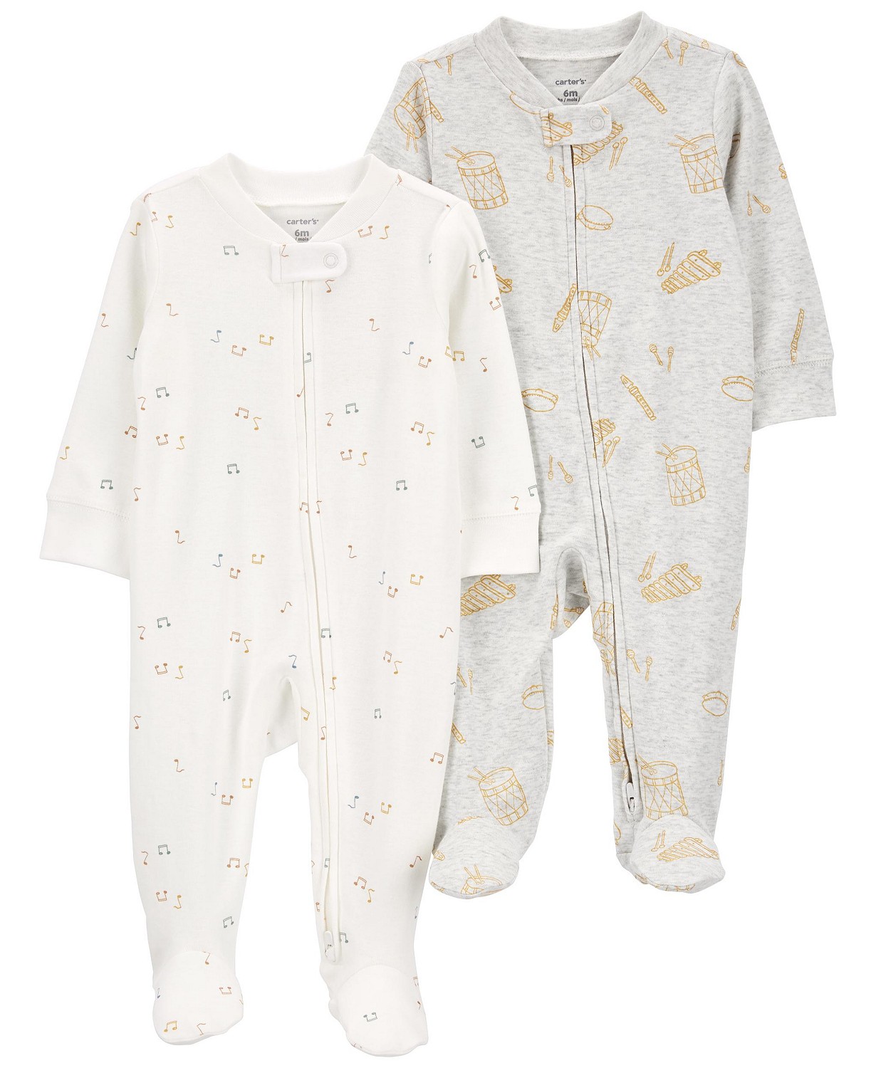Baby Boys or Baby Girls Zip Up Cotton Sleep and Plays Pack of 2