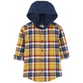 Toddler Boys Hooded Flannel Button Front Shirt