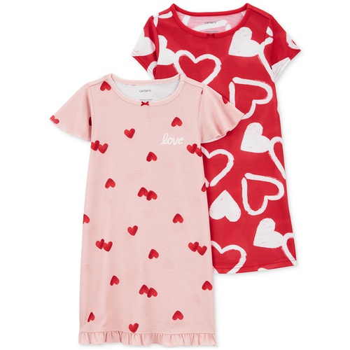 카터스 Big Girls Heart-Print Nightgowns Pack of 2