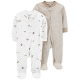 Baby Boys or Baby Girls Two Way Zip Footed Coveralls Pack of 2