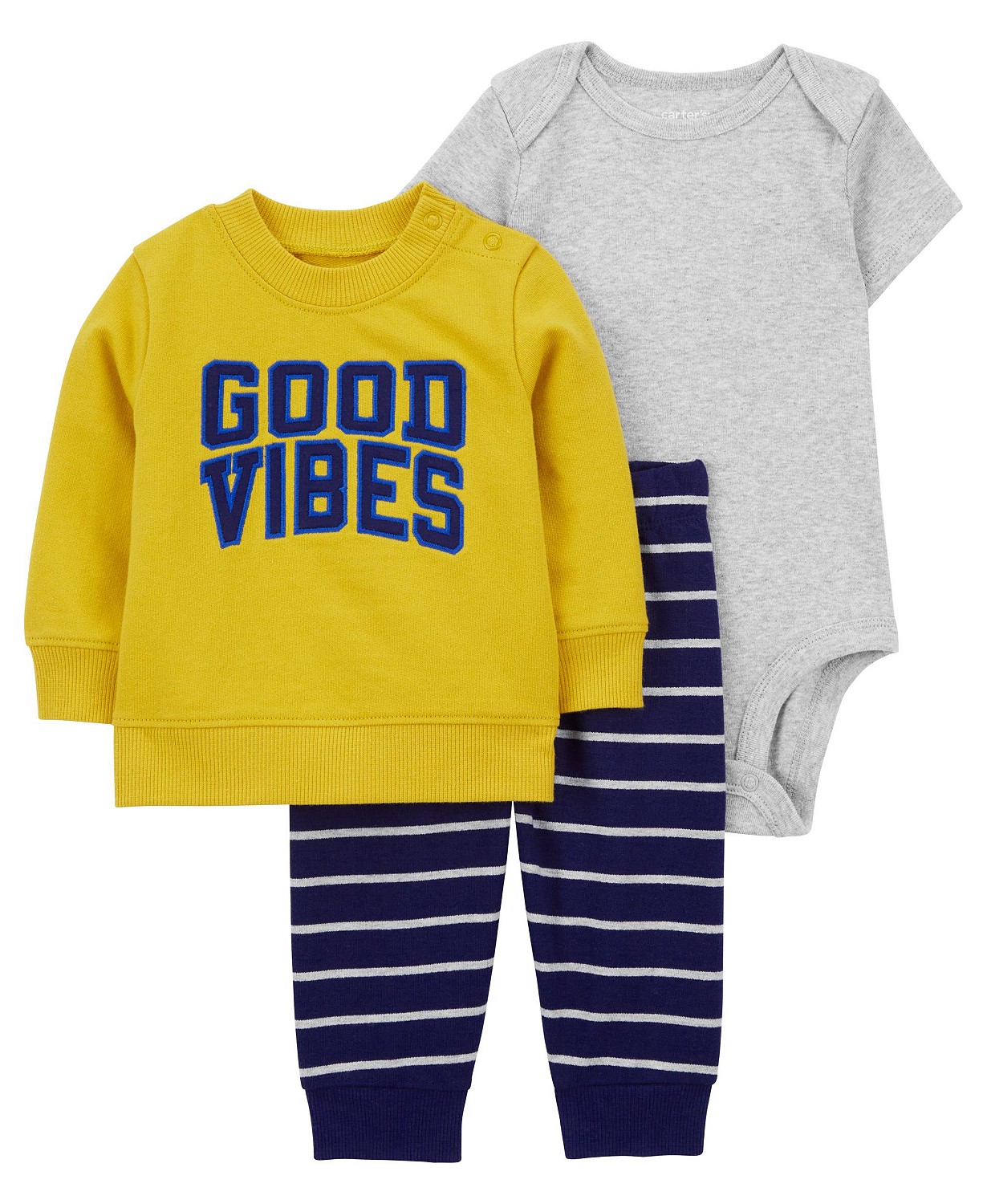 카터스 Baby Boys Good Vibes Little Pullover Bodysuit and Pants 3 Piece Set