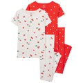 Little Girls Cherry 100% Snug Fit Cotton Pajamas 4 Piece Set