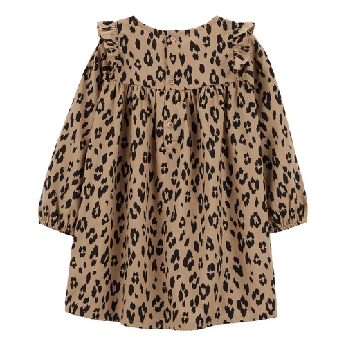 카터스 Toddler Girls Leopard Long Sleeve Twill Dress