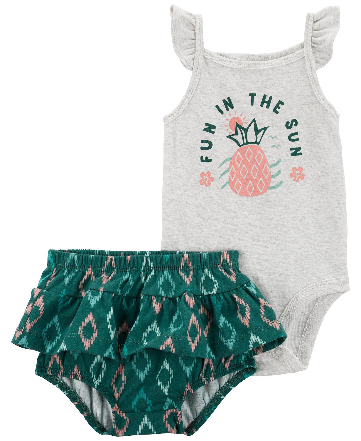 Baby Girls Pineapple Bodysuit and Diaper Cover 2 Piece Set