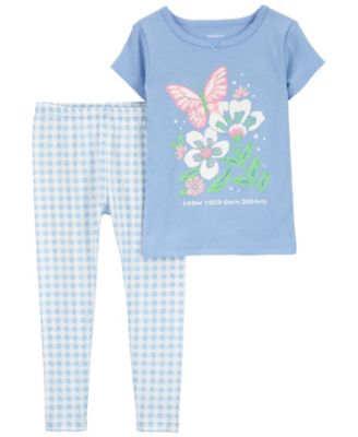Toddler Girls 2 Piece Butterfly 100% Snug Fit Cotton Pajamas