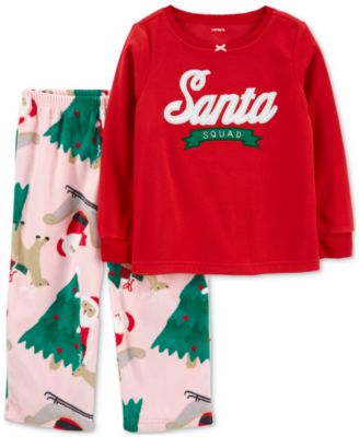 Toddler Girls Santa Squad Fleece Pajamas 2 Piece Set