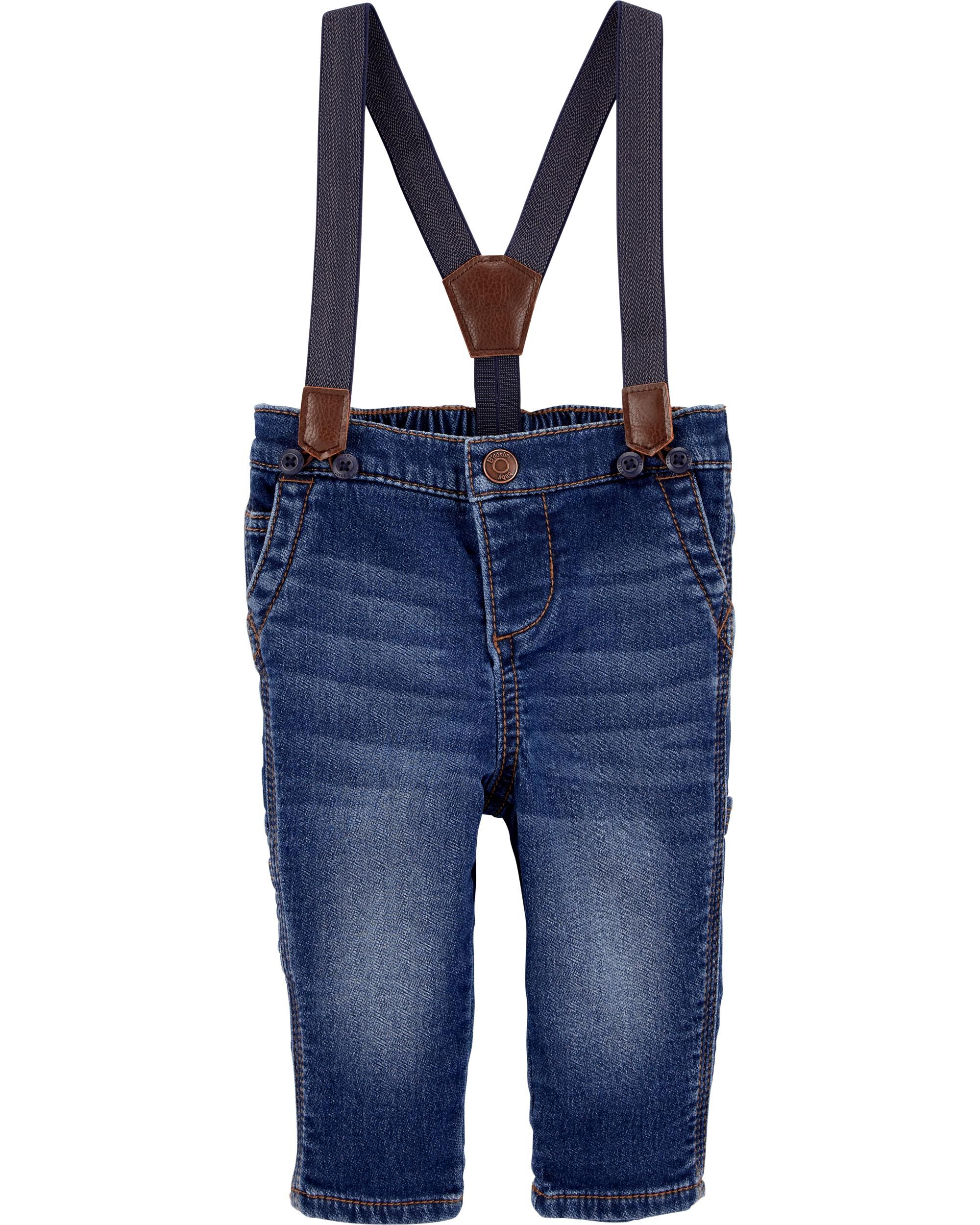 Carters Knit Denim Suspender Jeans