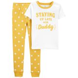 Carters Kid 2-Piece Up Late With Daddy 100% Snug Fit Cotton PJs