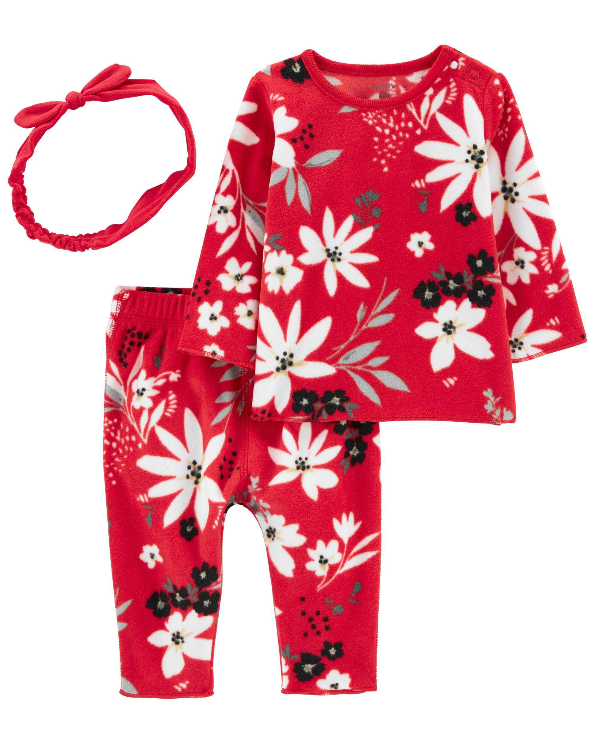 Carters 3-Piece Floral Fleece PJ Set