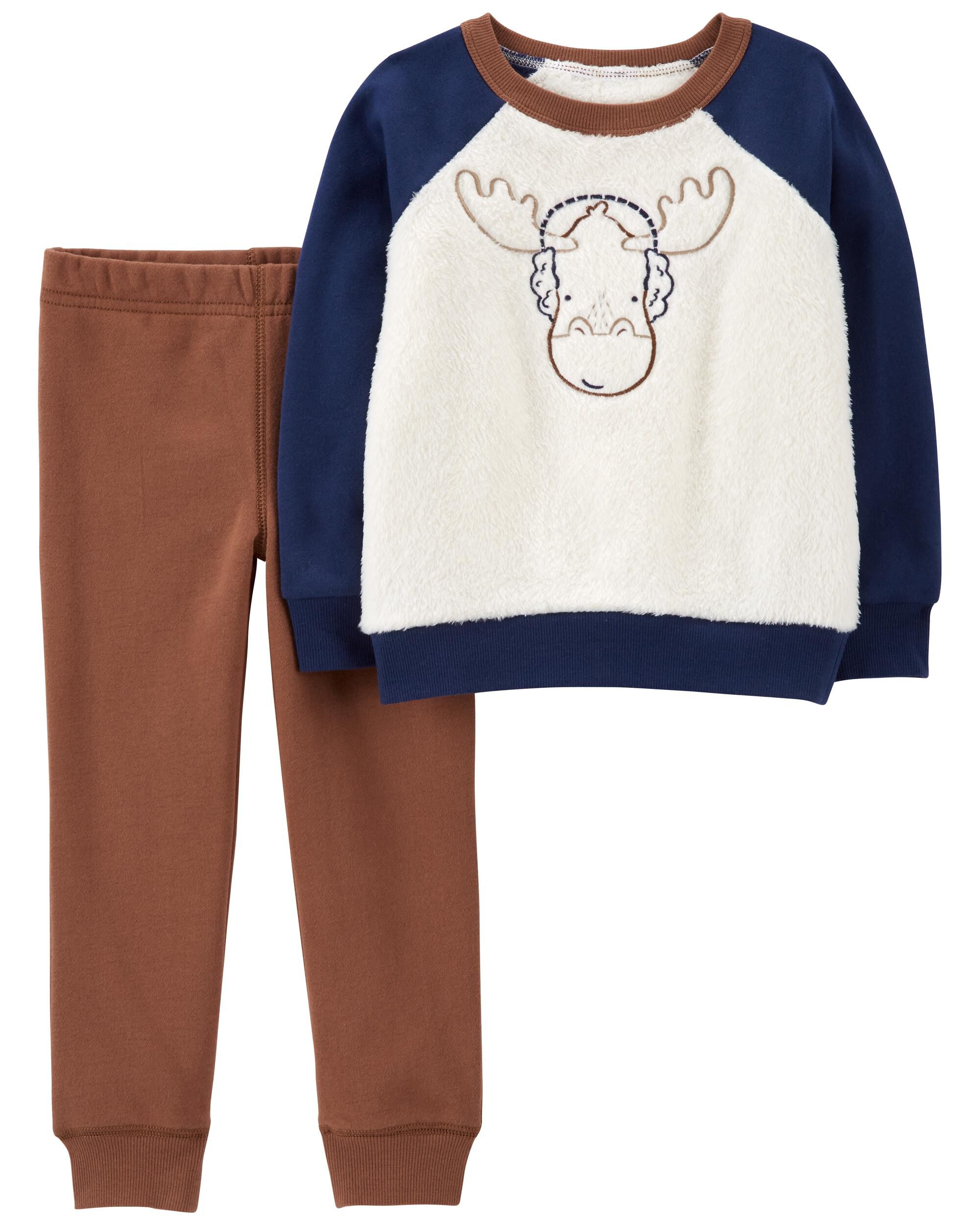 Carters Baby 2-Piece Moose Fuzzy Pullover & Jogger Set