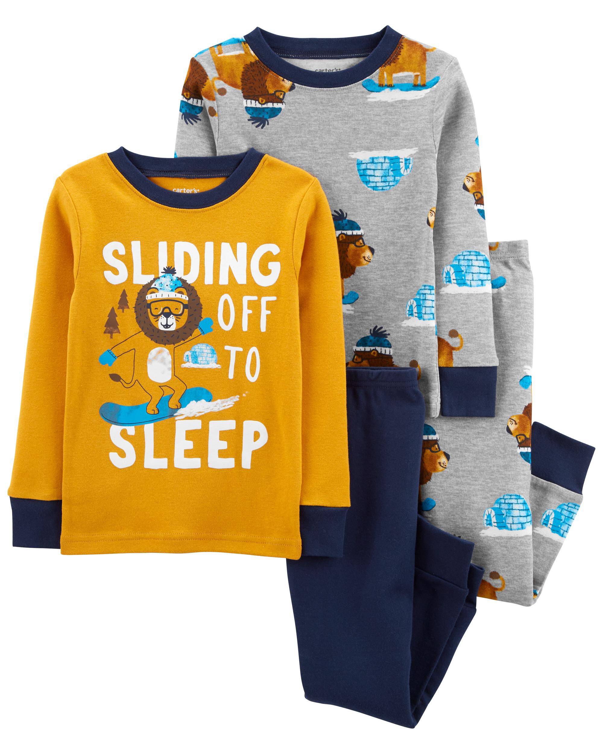 Carters Toddler 4-Piece Snowboard Lion 100% Snug Fit Cotton PJs
