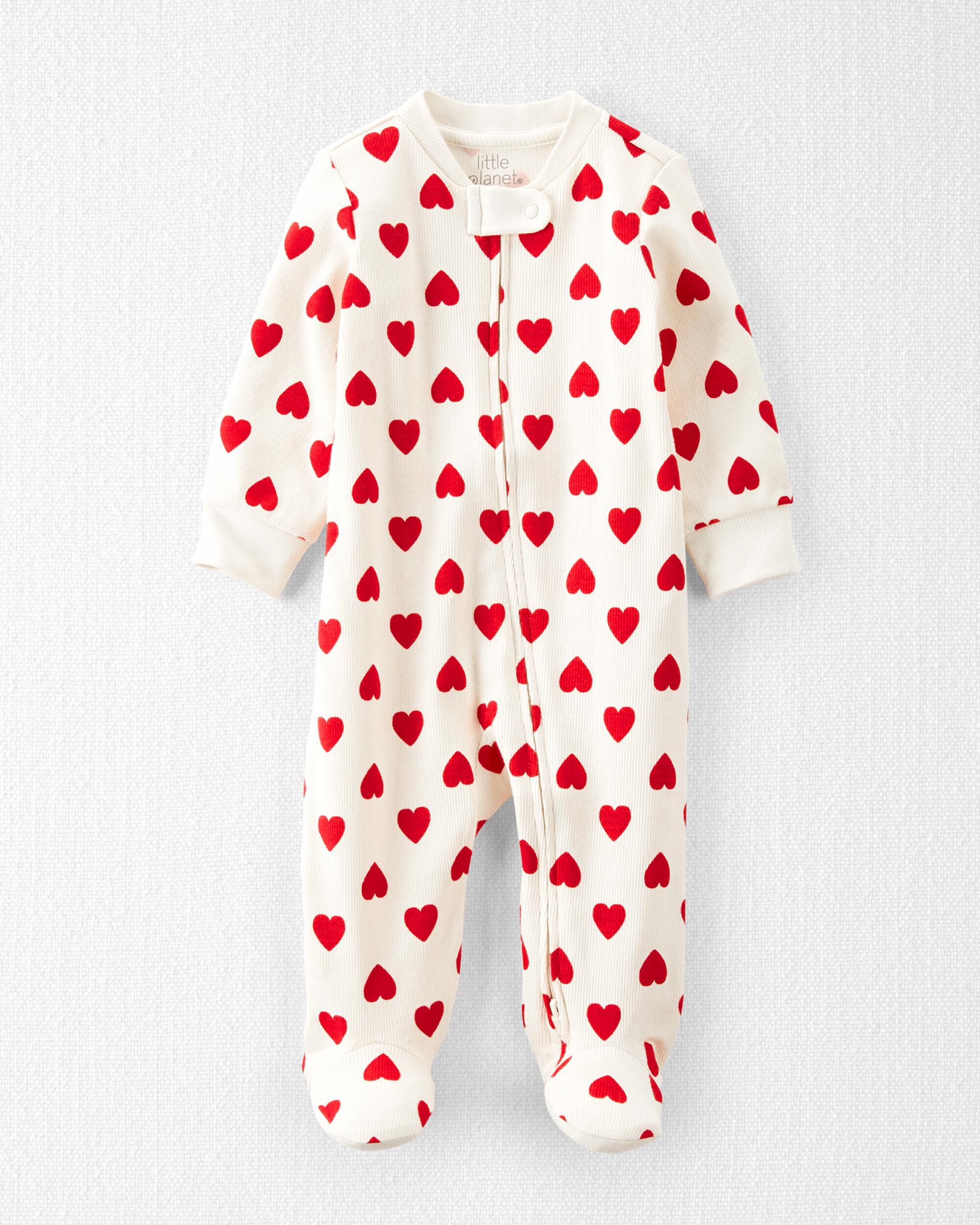 Carters Baby Organic Ribbed Cotton Heart Print Sleep & Play
