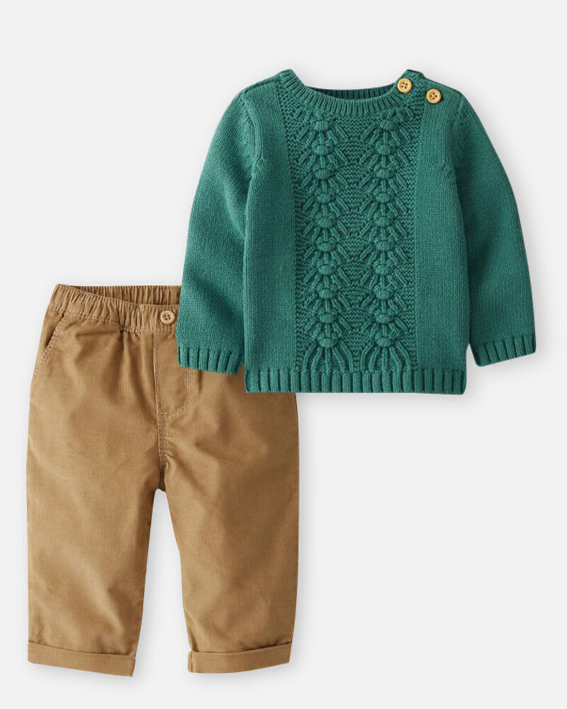 Carters Organic Cotton Cable Knit and Pants Set