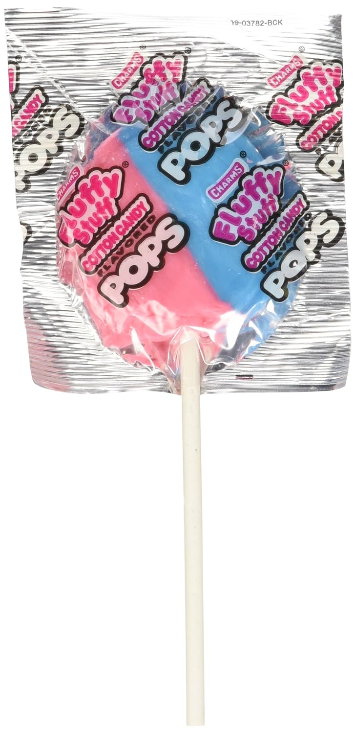  Charms Fluffy Stuff Cotton Candy Lollipops- (Pack of 48)
