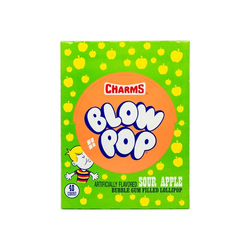  Charms Blow Pops, Sour Apple Flavor, 48-Count Box