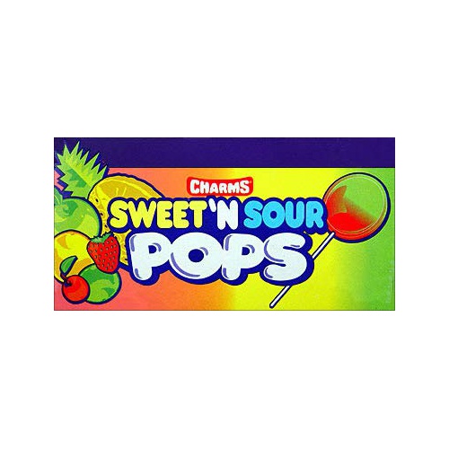  Set of 3 Charms Sweet N Sour Pops Lollipops, 3.85 oz Bags - Great to Stock Up for Halloween, Parties, or just to Surprise the Little Ones! (3)