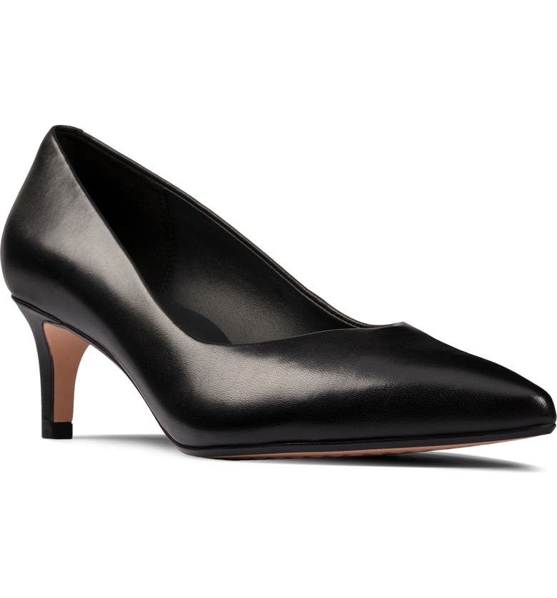 Clarks Laina55 Court 2 Pointed Toe Pump_BLACK LEATHER