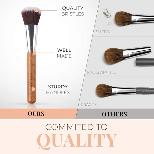  Cleof 13 Bamboo Makeup Brushes Professional Set - Vegan & Cruelty Free - Foundation, Blending, Blush, Powder Kabuki Brushes.