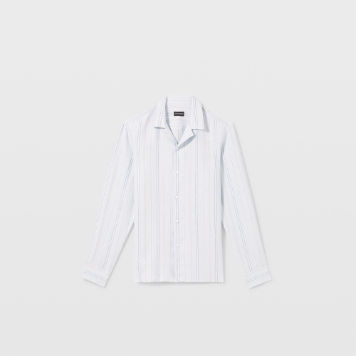 클럽모나코 Camp Collar Striped Linen Shirt