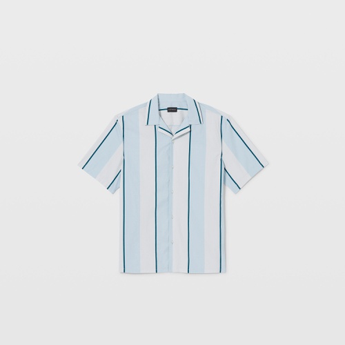 클럽모나코 Short Sleeve Stripe Camp Collar Shirt