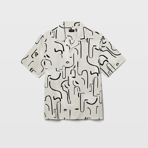 클럽모나코 Short Sleeve Camp Collar Artisan Print Shirt