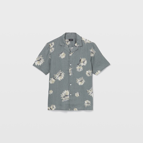클럽모나코 Short Sleeve Floral Linen Camp Collar Shirt