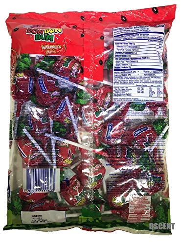 Colombina Bon Bon Bum Watermelon Bubble Gum Lollipops 24 Per Bag 2 Pack
