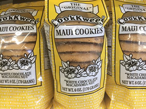 The Original Maui CookKwees Hawaii Cookies 3 Pack- 6 Ounces Each (White Chocolate Macadamia Nut)