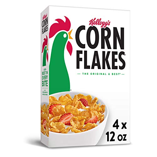 Corn Flakes Breakfast Cereal, Original, Fat Free, 12oz Box(Pack Of 4), 48 Oz