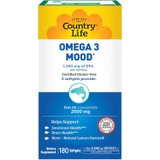 Country Life Omega 3 Mood, 2000mg Fish Oil with EPA & DHA, 180 Softgels, Certified Gluten Free