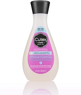 Cutex Ultra-Powerful Nail Polish Remover for Gel, Glitter, and Dark Colored Paints, Paraben Free, 6.76 Fl Oz
