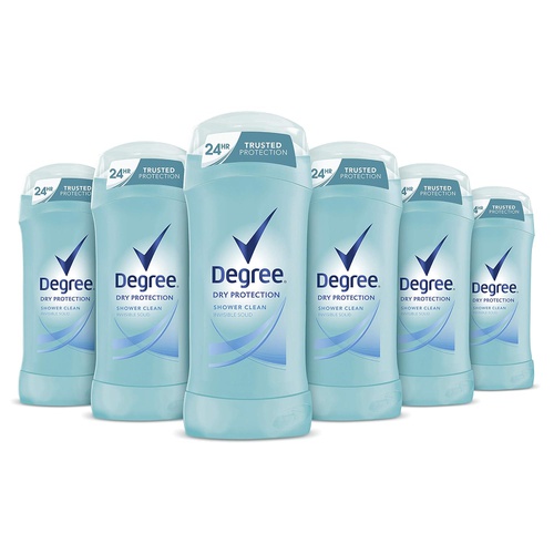  Degree Antiperspirant Deodorant 24 Hour Dry Protection Shower Clean Deodorant for Women 2.6 oz, 6 Count