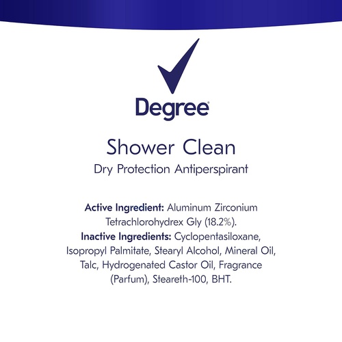  Degree Antiperspirant Deodorant 24 Hour Dry Protection Shower Clean Deodorant for Women 2.6 oz, 6 Count