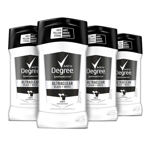  Degree Men UltraClear Antiperspirant Protects from Deodorant Stains Black + White Mens Deodorant 2.7 oz, 4 Count