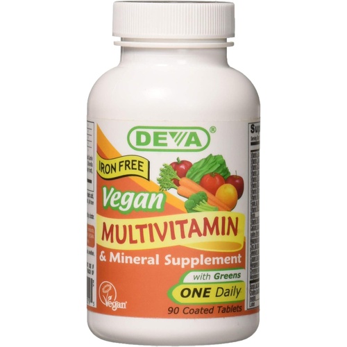  Deva Vegan Multivitamin and Mineral Supplement with Iron Free -- 90 Tablets