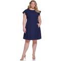 DKNY Plus Size Ruffle Sleeve Fit-and-Flare Dress