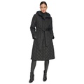 Womens Hooded Belted Quilted Coat