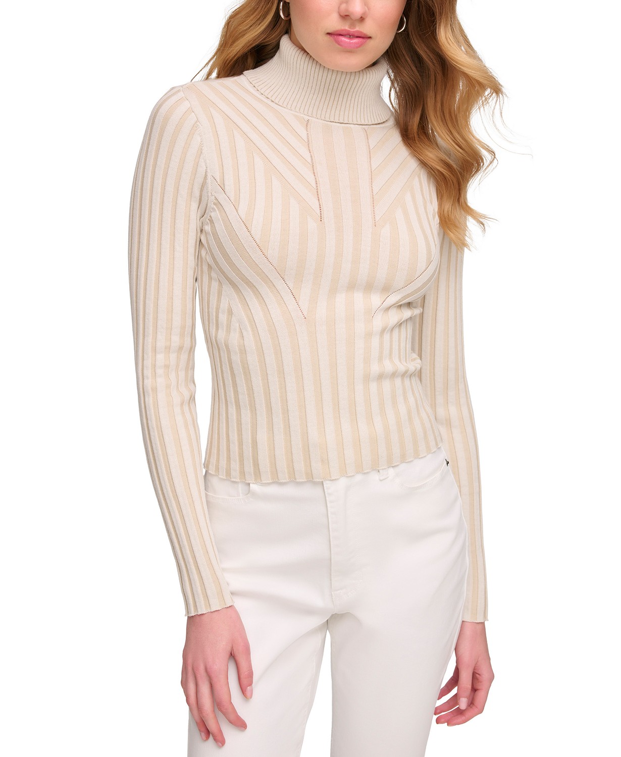 Womens Printed Turtleneck Long-Sleeve Sweater