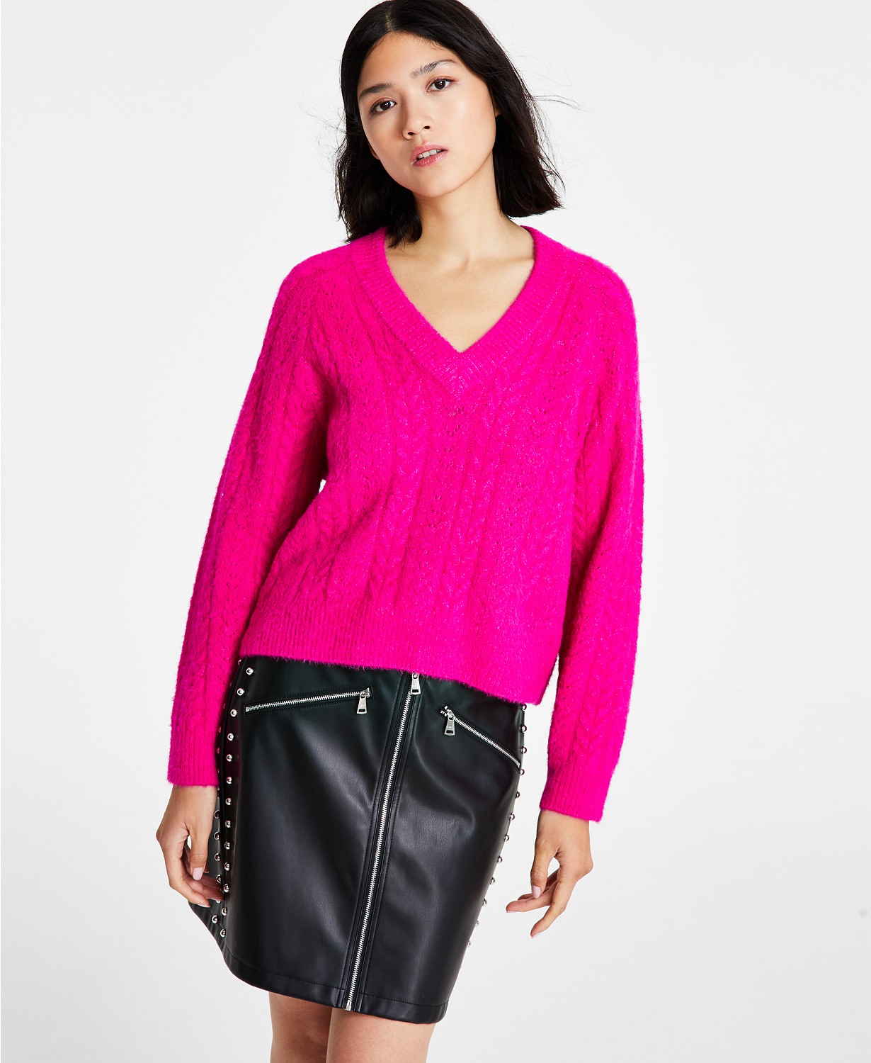 Womens Long-Sleeve Novelty Knit Sweater