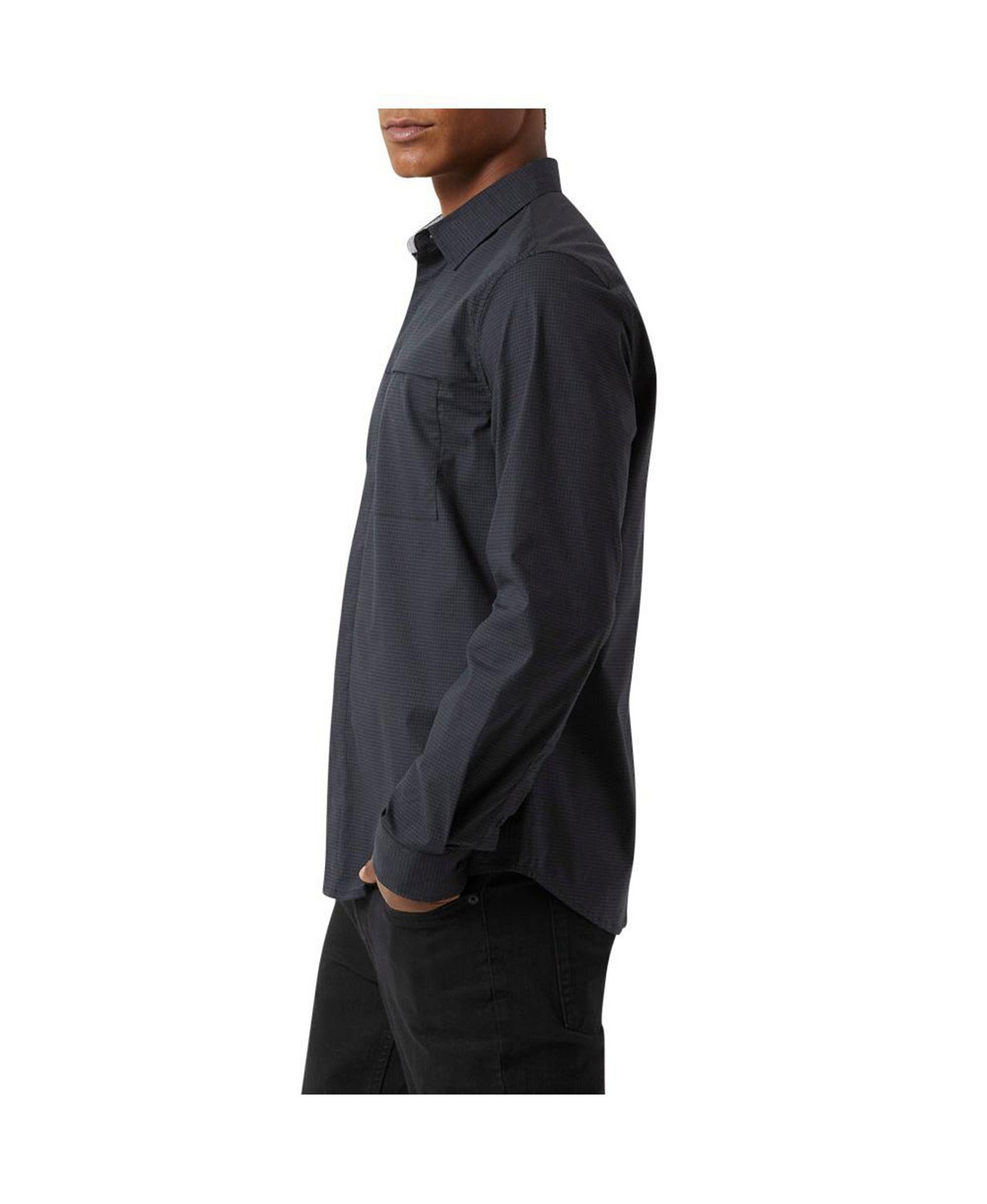 DKNY Mens City Grid Stretch Long Sleeve Shirt